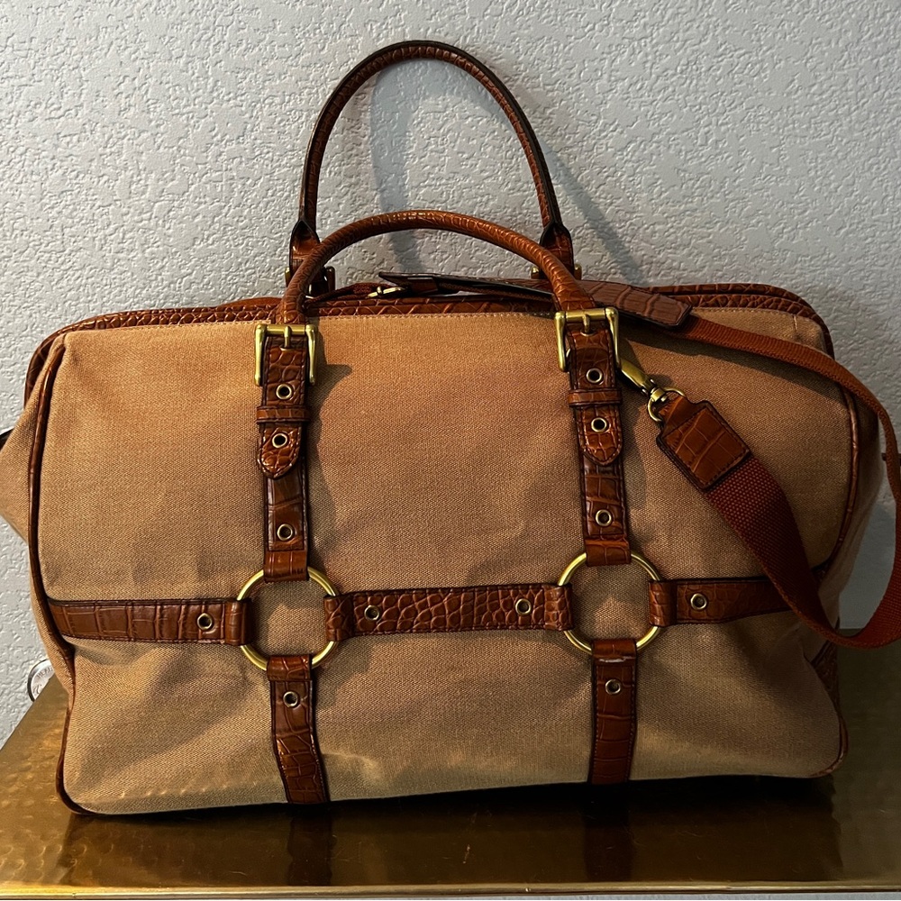The Limited Tan and Brown Duffel Bag